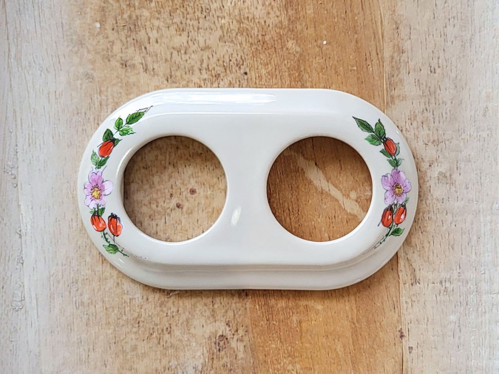 dvojramecek ruze sipkova porcelanovy keramicky retro vintage rucne malovany