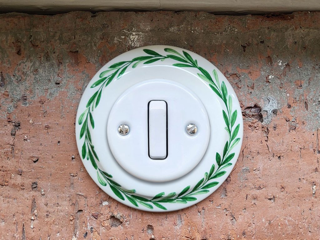 keramicky vypinac zasuvka malovany retro vintage vrbovy venecek 6