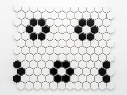 hexagon mozaika cerno bila kyticky interier exterier steny koupelny kuchyne mat 03