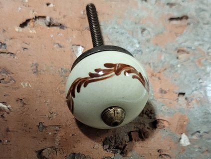 selska vlnka hneda uchytka 30 keramicka porcelanova nopka bila handmade 01