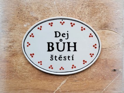 keramicky dverni stitek dej buh stesti cervene puntiky da vinci 02
