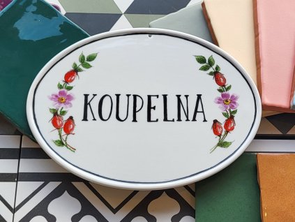 keramicky velky dverni stitek cedule koupelna ruze sipkova da vinci 01