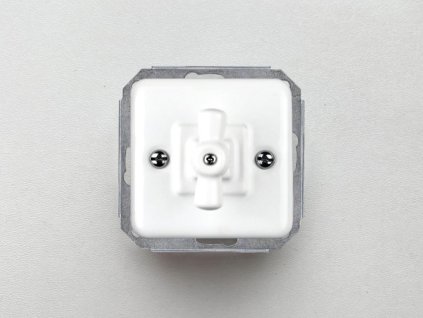 Retro Square vypínač č. 7 čtvercový otočný porcelánový bílý bez rámečku