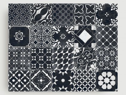 batik re style dlazba cerno bila vzorovana retro black mix