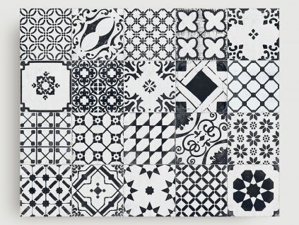 batik re style dlazba cerno bila vzorovana retro white mix