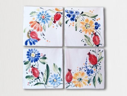 Antic Šípky obklady ručně malované selské 13x13 lesk – sada 4 ks