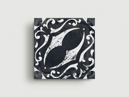 batik re style dlazba cerno bila vzorovana retro shield