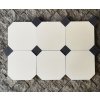 Hand nade cementová dlažba a obklad octagon s črným tozzetem, barva bílá, Vinci projekt Eshop