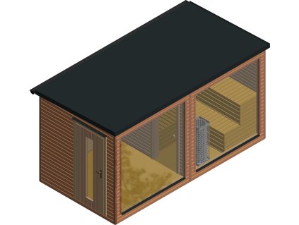 Finská sauna s odpočívárnou o vnitřním rozměru 2x2m a 2x2m