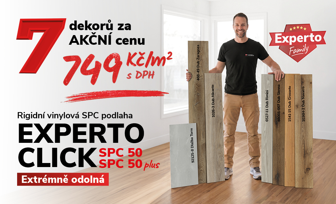 Akční nabídka vinylových podlah Experto Click SPC 50 – snížená cena na 749 Kč/m²
