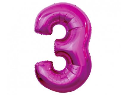 Fóliová číslice tmavě růžová 3 - 92cm