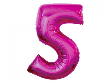 Fóliová číslice tmavě růžová 5 - 92cm