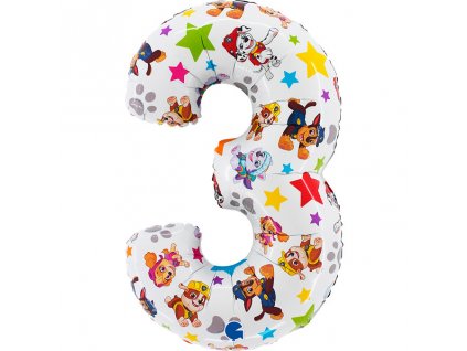 Fóliový balónek číslice 3 Tlapková Patrola