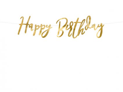 Narozeninový banner Happy Birthday zlatý