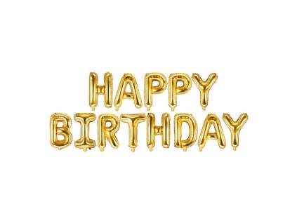 Fóliový balónkový nápis HAPPY BIRTHDAY zlatý