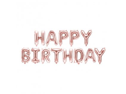 Fóliový balónkový nápis HAPPY BIRTHDAY rosegold