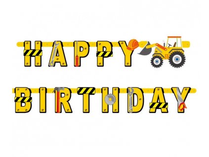 Závěsný banner Happy Birthday bagr