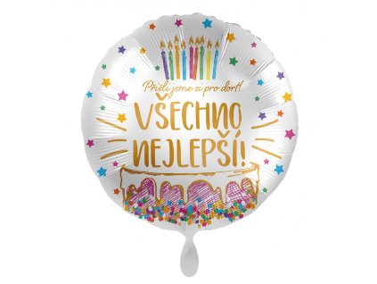 Fóliový balónek kruh Všechno nejlepší dort