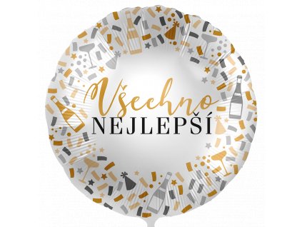 Fóliový balónek kruh Všechno nejlepší konfety