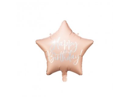 Fóliový balónek hvězda růžovo stříbrná Happy Birthday