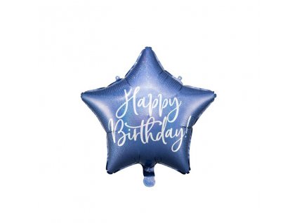 Fóliový balónek hvězda modro stříbrná Happy Birthday