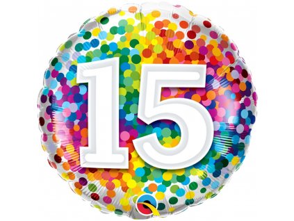 Fóliový balónek kruh barevný 15.narozeniny