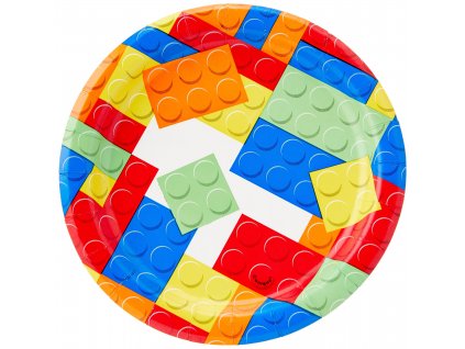 Papírové talířky Lego kostky 18cm