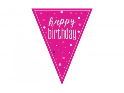 Vlaječková girlanda růžová Happy Birthday