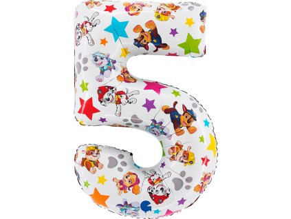 Fóliový balónek číslice 5 Tlapková Patrola
