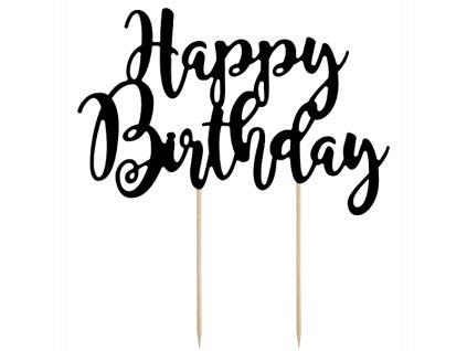 Zápich do dortu Happy Birthday černý