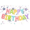 Fóliový balónkový nápis HAPPY BIRTHDAY a hvězdy barevný 2