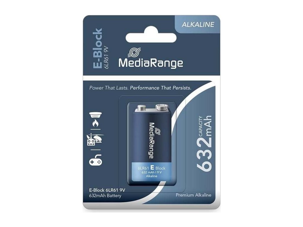 mediarange premium alkalicke baterie e block 9v blister 1ks baleni ien235587