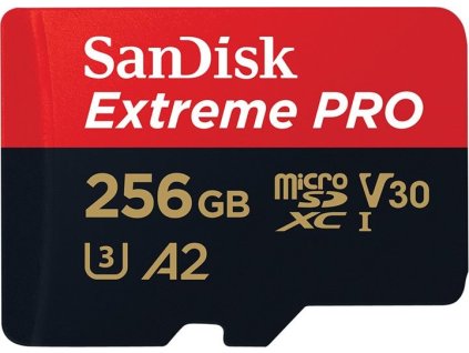SanDisk Extreme PRO microSDXC 256GB 200MB/s A2 Class 10 V30 UHS-I U3, adapter