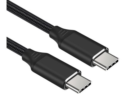 Kabel USB-C M/M, 240W 480Mbps černý bavlněný oplet, 0,5m