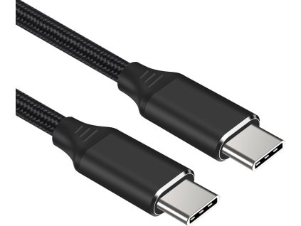 Kabel USB-C M/M, 240W 480Mbps černý bavlněný oplet, 2m