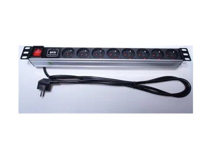 PremiumCord Panel napájecí 1U do 19" racku, 8x230V, přepěťová ochrana, 2m kabel, vypínač