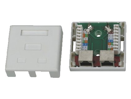 Datová zásuvka STP CAT5E 2xRJ45 na omítku bílá