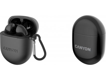 CANYON TWS6B Bluetooth bezdrátová sluchátka s mikrofonem, černá