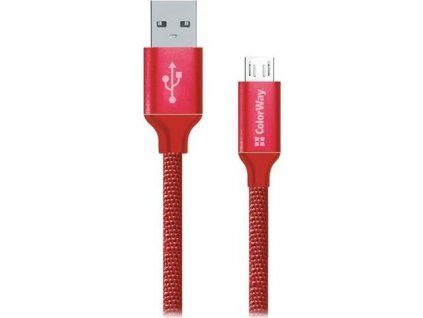 ColorWay USB - microUSB kabel 1m 2.1A, červená