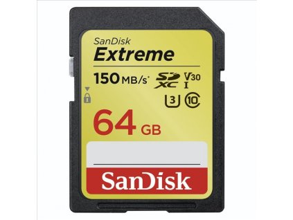 SanDisk Extreme SDXC 64GB 150 MB/s C10 V30 UHS-I U3