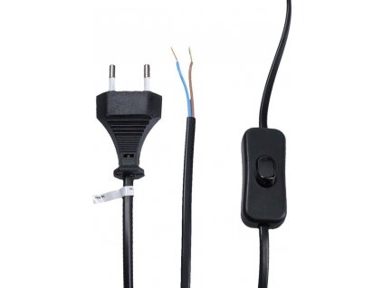 Solight flexo kabel, 2m, 2 x 0,75mm2, černá, plochá, vypínač