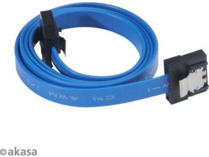 AKASA kabel SATA 3.0, super tenký, se skrytým zámkem, 50cm, modrý