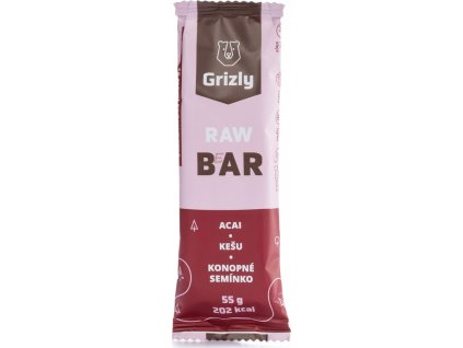 GRIZLY Raw Bar Acai - Kešu - Konopné semínko 55 g
