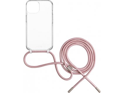 Pouzdro FIXED Pure Neck s růžovou šňůrkou na krk pro Apple iPhone 15 Pro