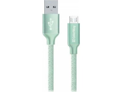 ColorWay USB - microUSB kabel 1m 2.1A, mint zelená