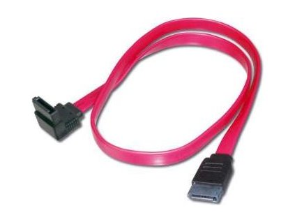 Datový kabel SATA 0,5m 1x 90°+1x rovný konektor