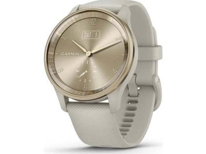 Garmin vivomove Trend, Nerezová luneta Cream Gold, pouzdro French Grey, silikonový řemínek