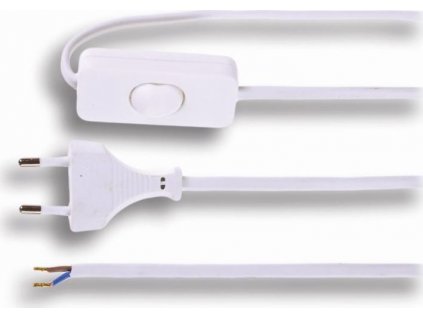 Solight flexo kabel, 2x 0,75mm2, bílá, plochá, vypínač, 3m