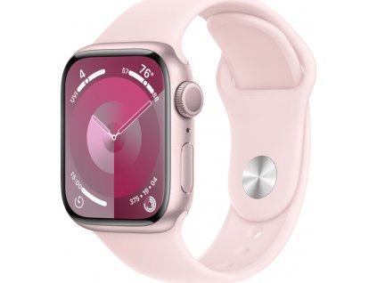 Apple Watch Series 9 41mm Růžový hliník se světle růžovým sportovním řemínkem - S/M