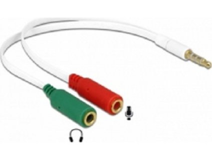 Delock adaptér sluchátek 1 x 3.5mm 4 pin Stereo jack samec > 2 x 3.5mm 3 pin Stereo jack samice (iPhone) (65447)